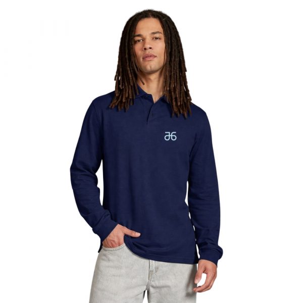 Poloshirt, langarm, tiefblau, Herren