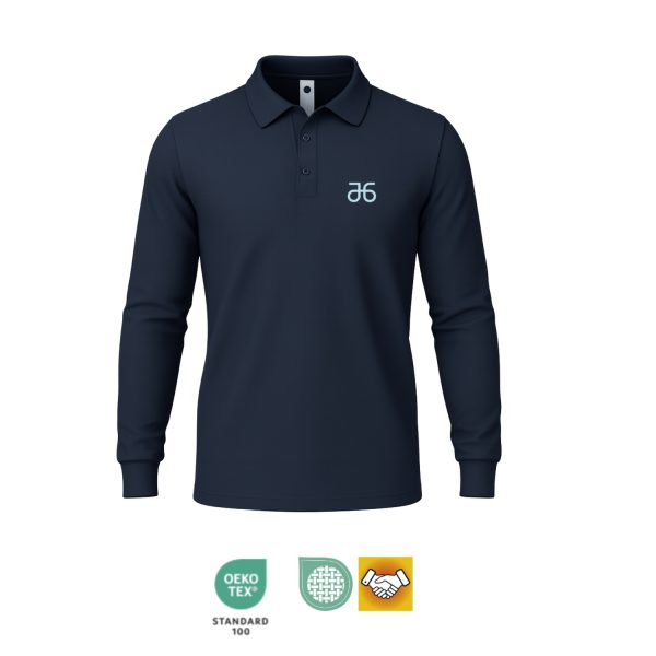 Poloshirt, langarm, tiefblau, Damen